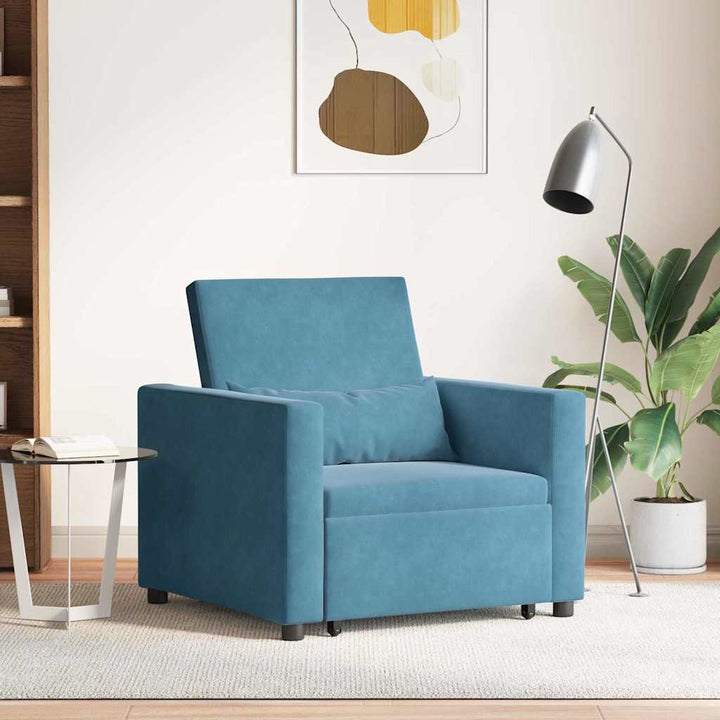 Enkelt Sofa Seng med hjul Blå 90 x 165 x 87 cm Fløjl
