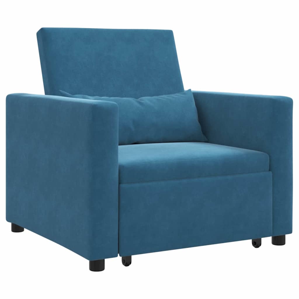 Enkelt Sofa Seng med hjul Blå 90 x 165 x 87 cm Fløjl