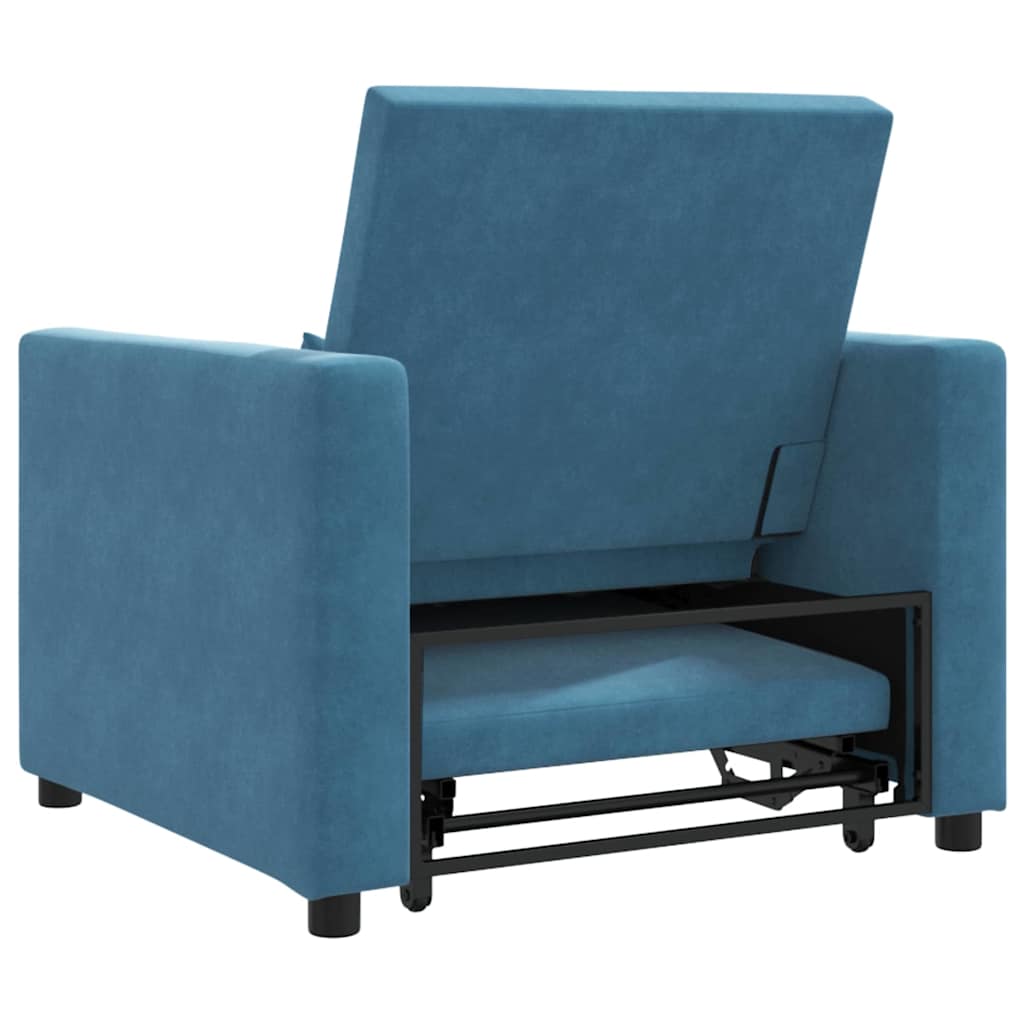 Enkelt Sofa Seng med hjul Blå 90 x 165 x 87 cm Fløjl