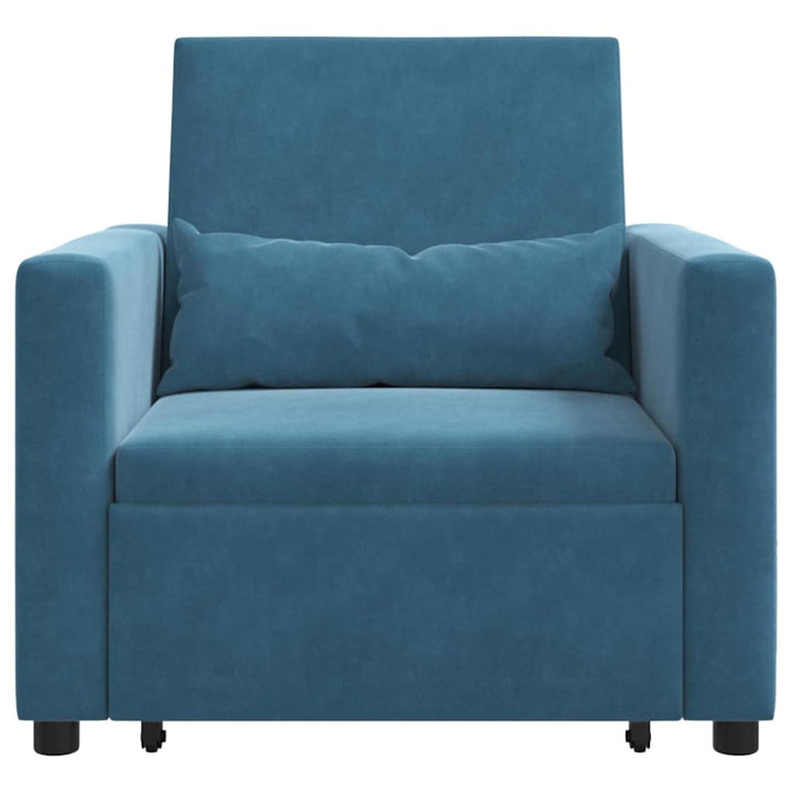 Enkelt Sofa Seng med hjul Blå 90 x 165 x 87 cm Fløjl