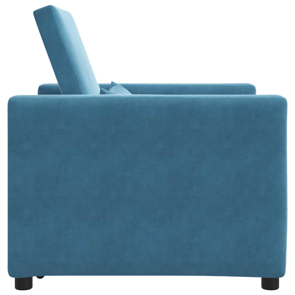 Enkelt Sofa Seng med hjul Blå 90 x 165 x 87 cm Fløjl