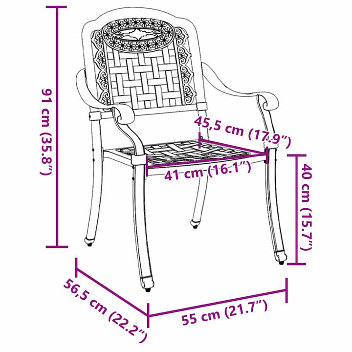Have Stol 2 pcs Hvid 55 x 56.5 x 91cm Aluminium