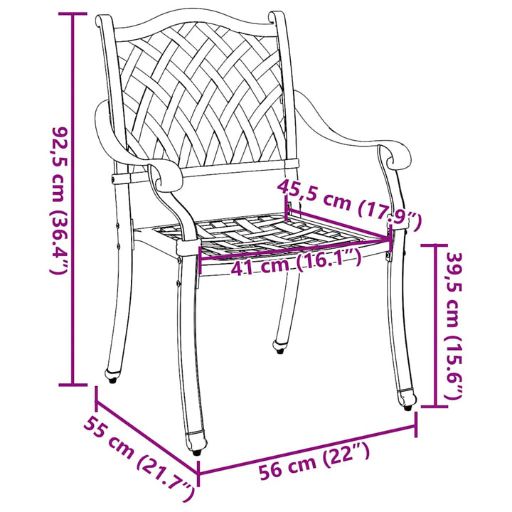 Have Stol med pude 2 pcs Bronze 55 x 56.5 x 91cm Aluminium