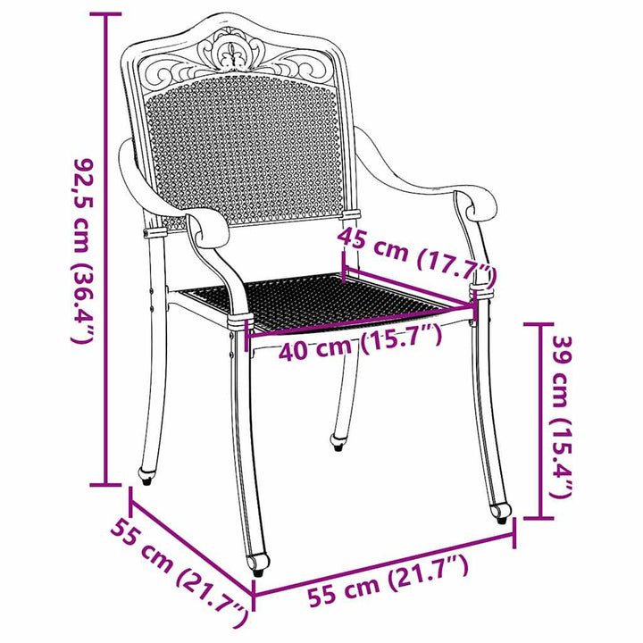 Have Stol 2 pcs Sort 55 x 56.5 x 91cm Aluminium