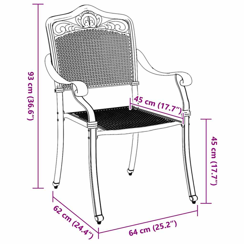 Have Stol 2 pcs Grøn 55 x 56.5 x 91cm Aluminium