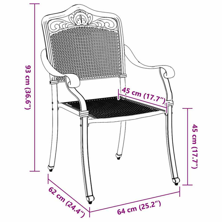 Have Stol 2 pcs Grøn 55 x 56.5 x 91cm Aluminium