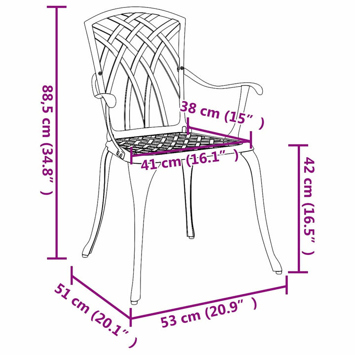 Have Stol 2 pcs Sort 55 x 56.5 x 91cm Aluminium