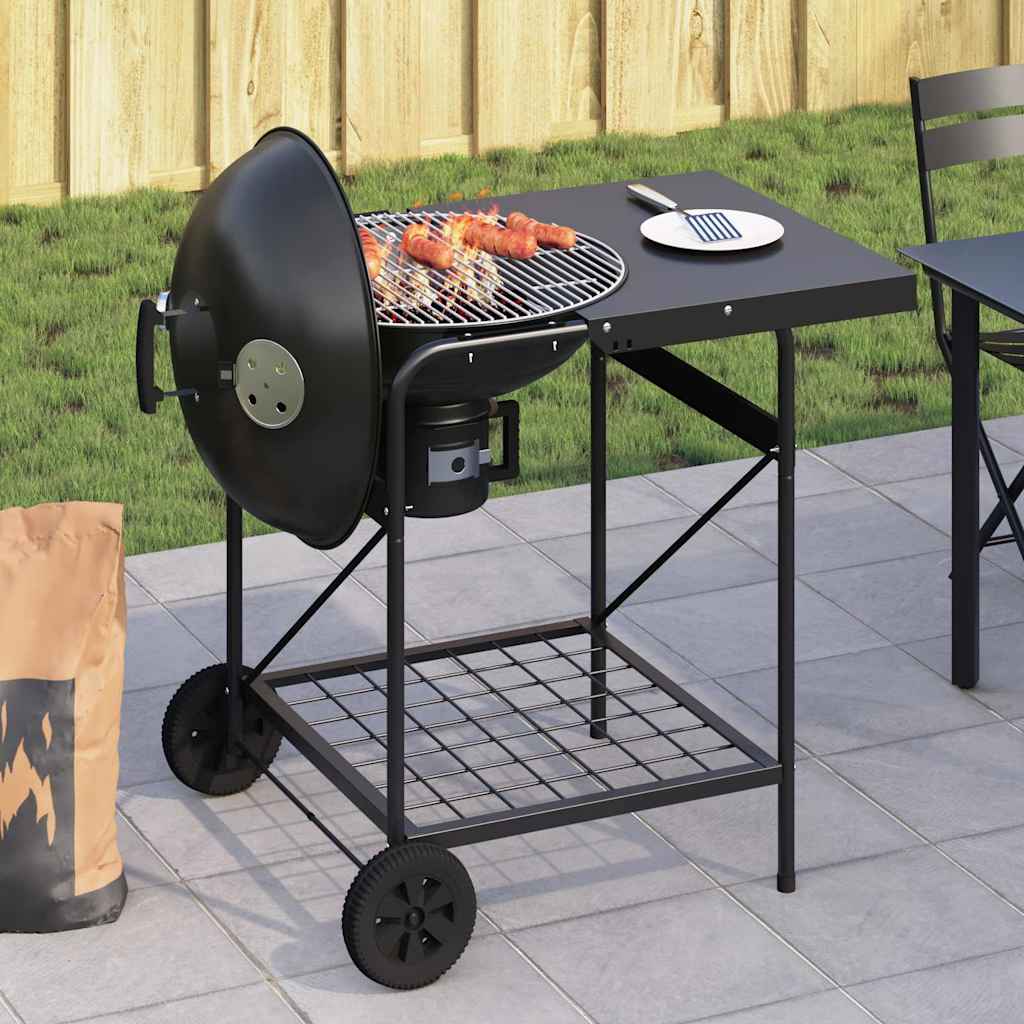 Udendørs grill med hjul Sort 96 x 72 x 113 cm Metal