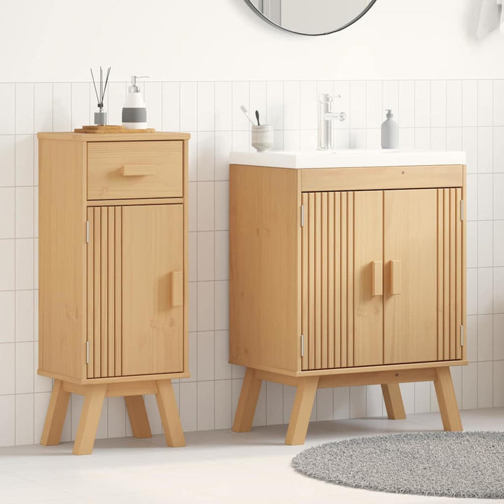 Badeværelsessæt 2 pcs Brun 114 x 43 x 73.5 cm Massivt fyrretræ