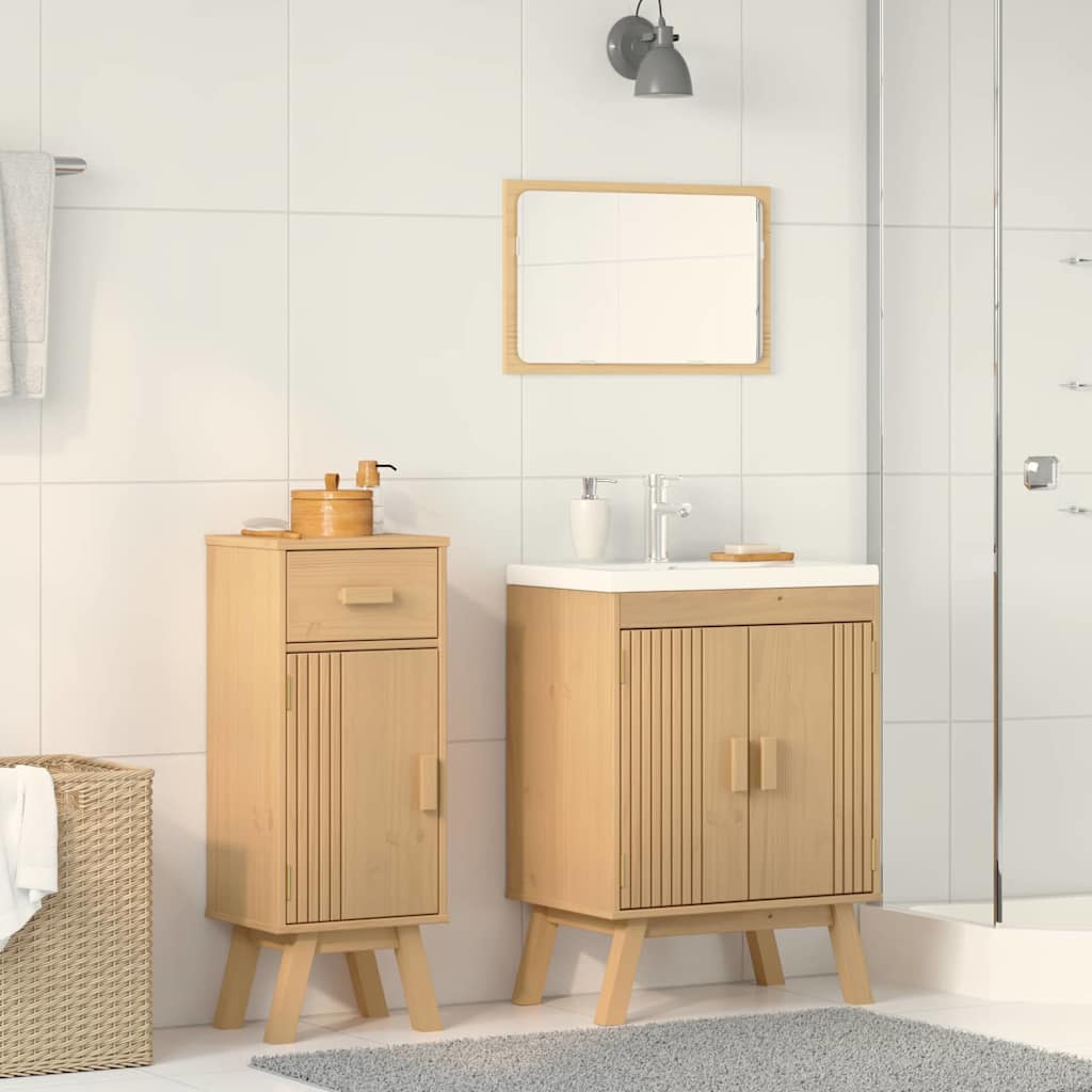 Badeværelsessæt 2 pcs Brun 114 x 43 x 73.5 cm Massivt fyrretræ