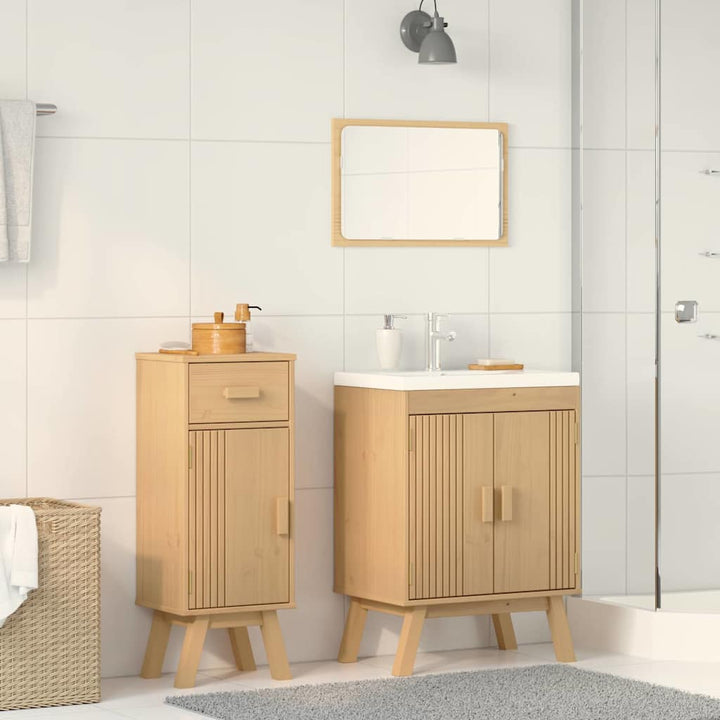 Badeværelsessæt 2 pcs Brun 114 x 43 x 73.5 cm Massivt fyrretræ