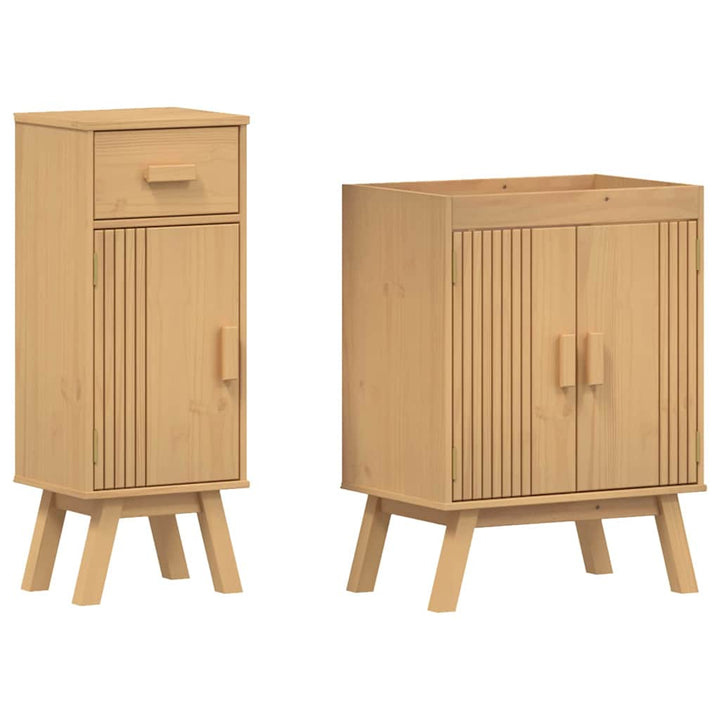 Badeværelsessæt 2 pcs Brun 114 x 43 x 73.5 cm Massivt fyrretræ