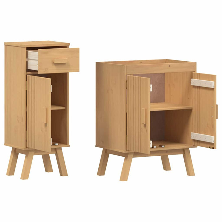 Badeværelsessæt 2 pcs Brun 114 x 43 x 73.5 cm Massivt fyrretræ