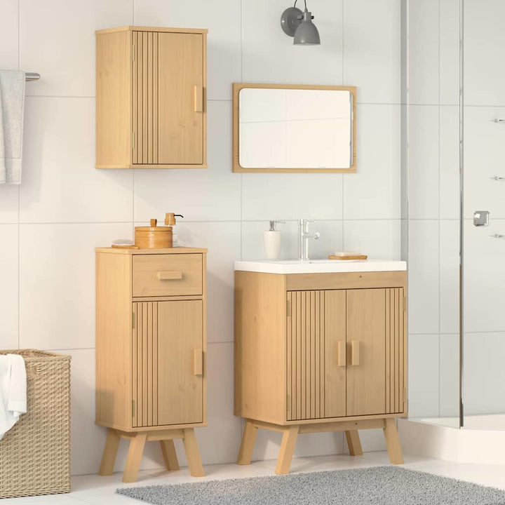 Badeværelsessæt 3 pcs Brun 114 x 43 x 73.5 cm Massivt fyrretræ