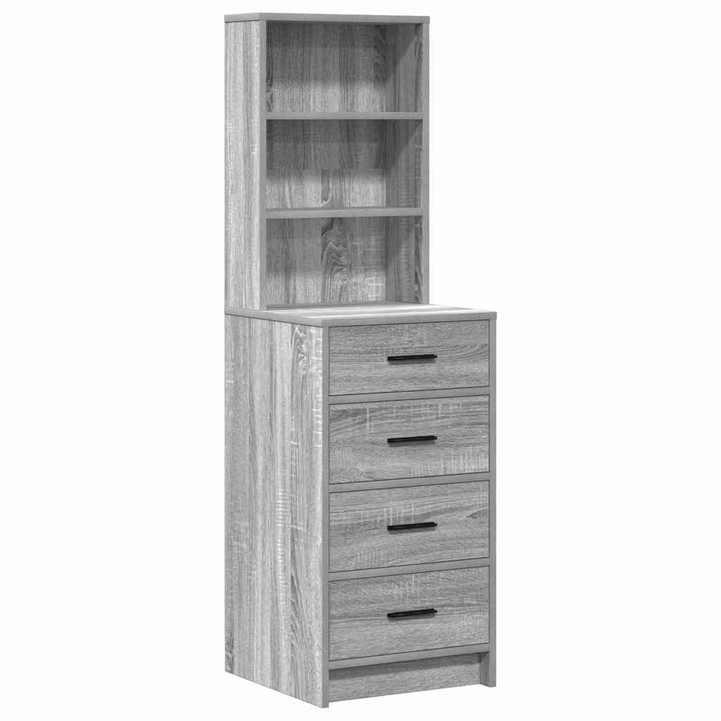Klædeskab med skuffe Lysegrå 78.5 x 41 x 135 cm Konstrueret træ