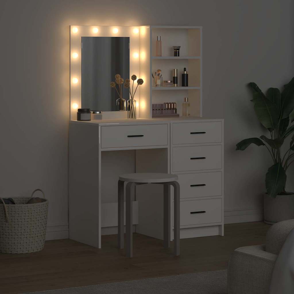 Klædeskab med hylde 2 pcs Hvid 50 x 41 x 135 cm Konstrueret træ