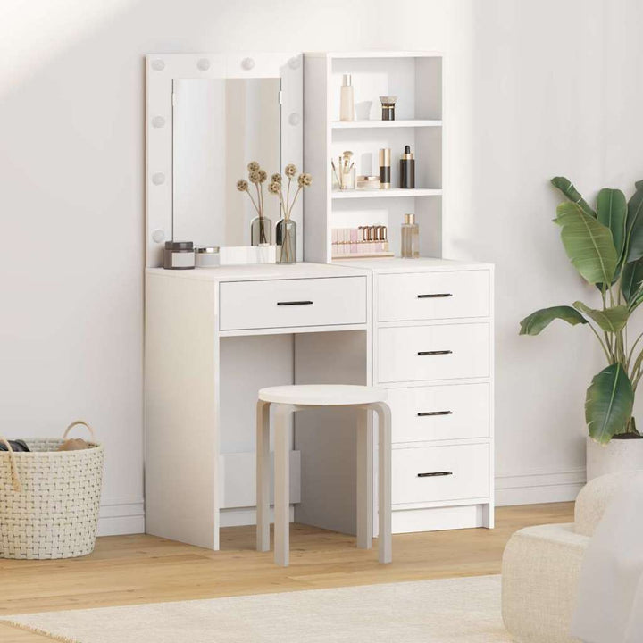 Klædeskab med hylde 2 pcs Hvid 50 x 41 x 135 cm Konstrueret træ