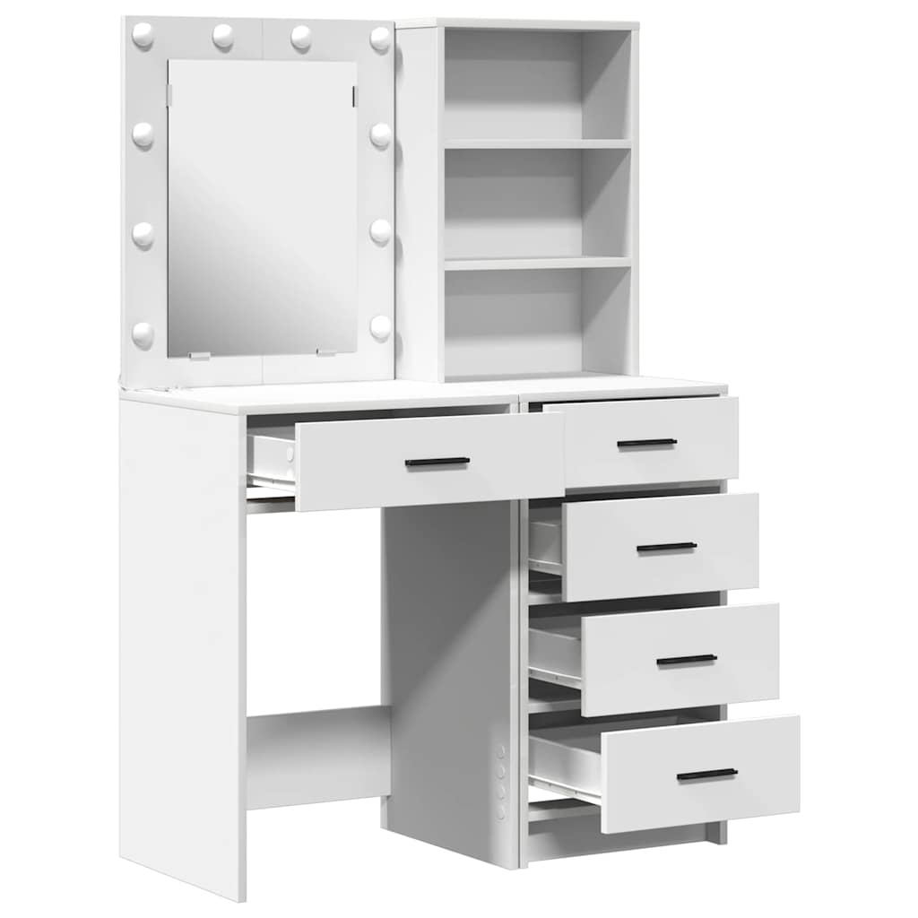 Klædeskab med hylde 2 pcs Hvid 50 x 41 x 135 cm Konstrueret træ