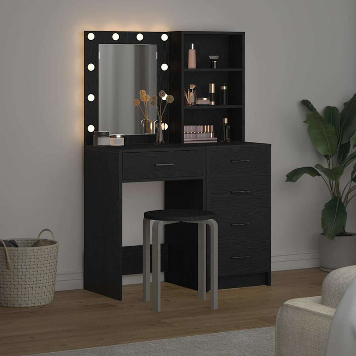 Klædeskab med hylde 2 pcs Sort 50 x 41 x 135 cm Konstrueret træ