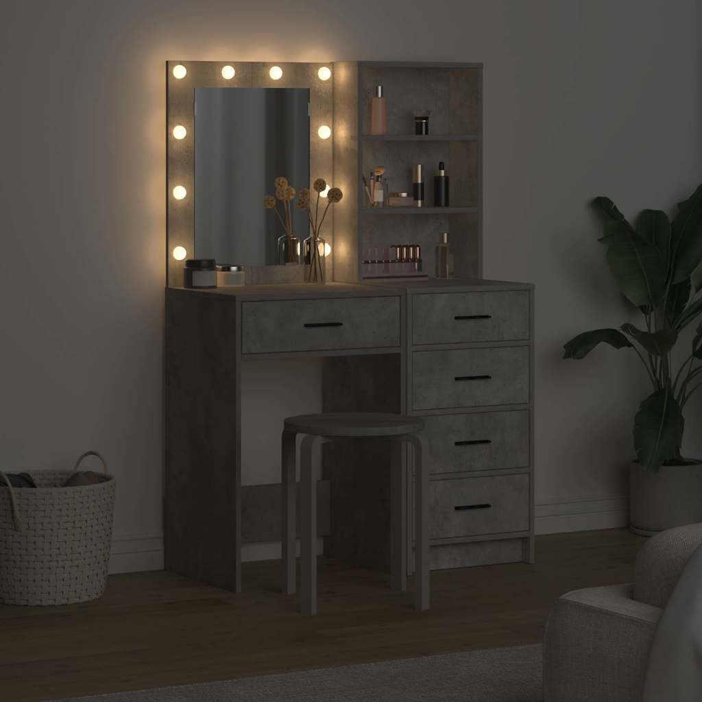 Klædeskab med skuffe 2 pcs Grå 50 x 41 x 135 cm Konstrueret træ