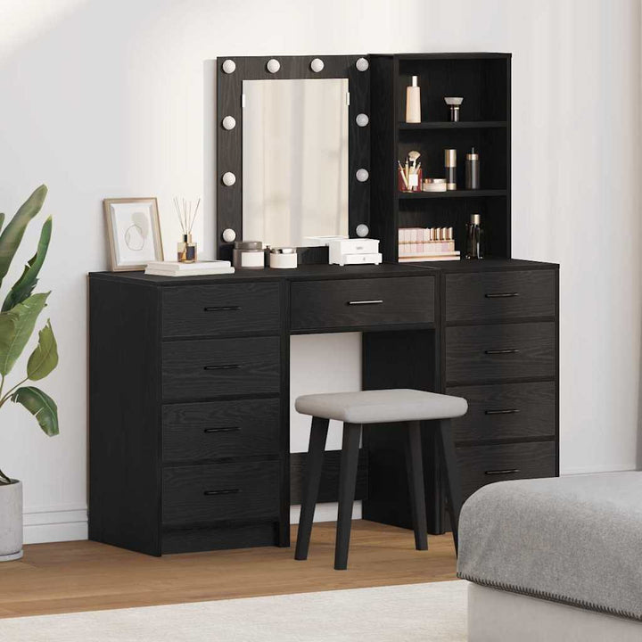 Klædeskab med hylde 3 pcs Sort 40 x 41 x 135 cm Konstrueret træ