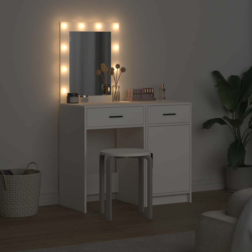 Klædeskab med dør 2 pcs Hvid 50 x 41 x 135 cm Konstrueret træ