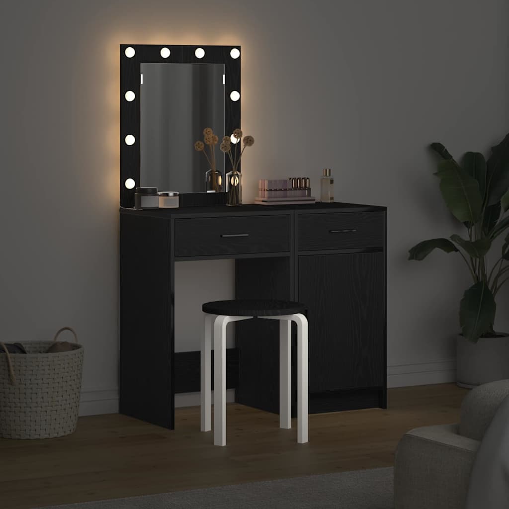 Klædeskab med dør 2 pcs Sort 50 x 41 x 135 cm Konstrueret træ