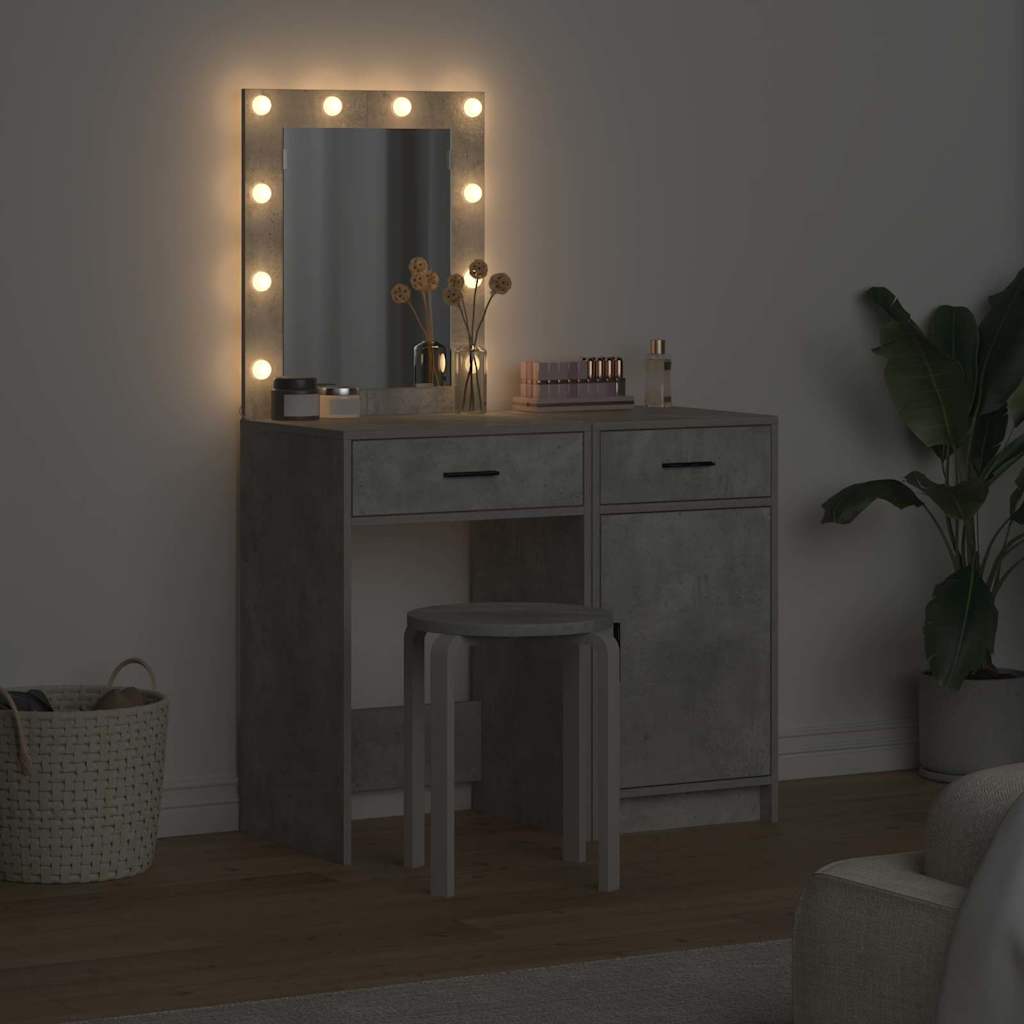 Klædeskab med skuffe 2 pcs Grå 50 x 41 x 135 cm Konstrueret træ