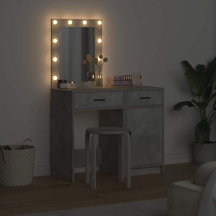 Klædeskab med skuffe 2 pcs Grå 50 x 41 x 135 cm Konstrueret træ