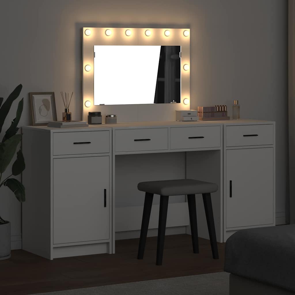 Klædeskab med skuffe 3 pcs Hvid 40 x 41 x 75 cm Konstrueret træ