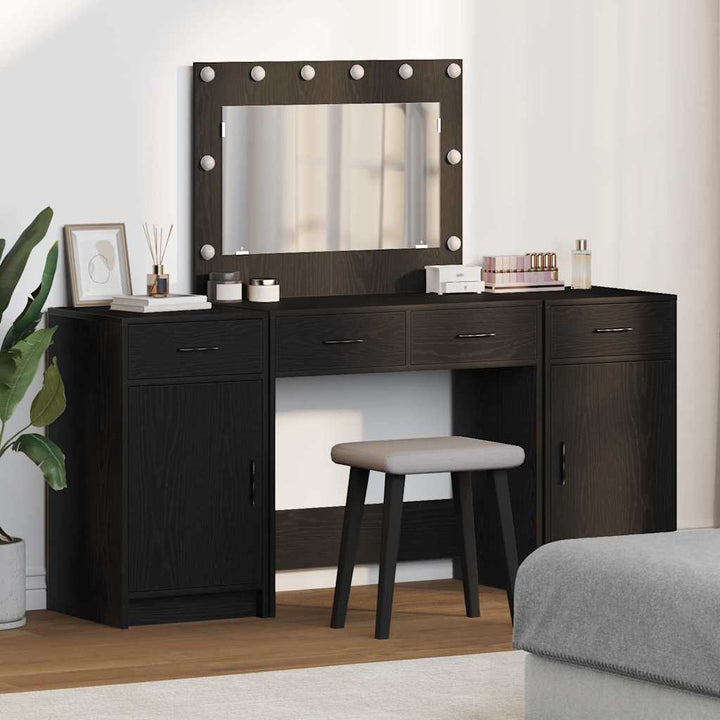 Klædeskab med skuffe 3 pcs Sort 40 x 41 x 75 cm Konstrueret træ