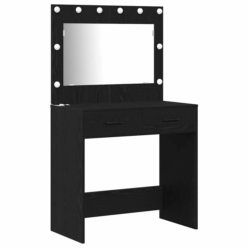 Klædeskab med skuffe 3 pcs Sort 40 x 41 x 75 cm Konstrueret træ