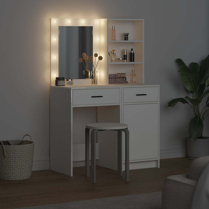 Makeupbord Sæt 2 pcs Hvid 50 x 41 x 135 cm Konstrueret træ