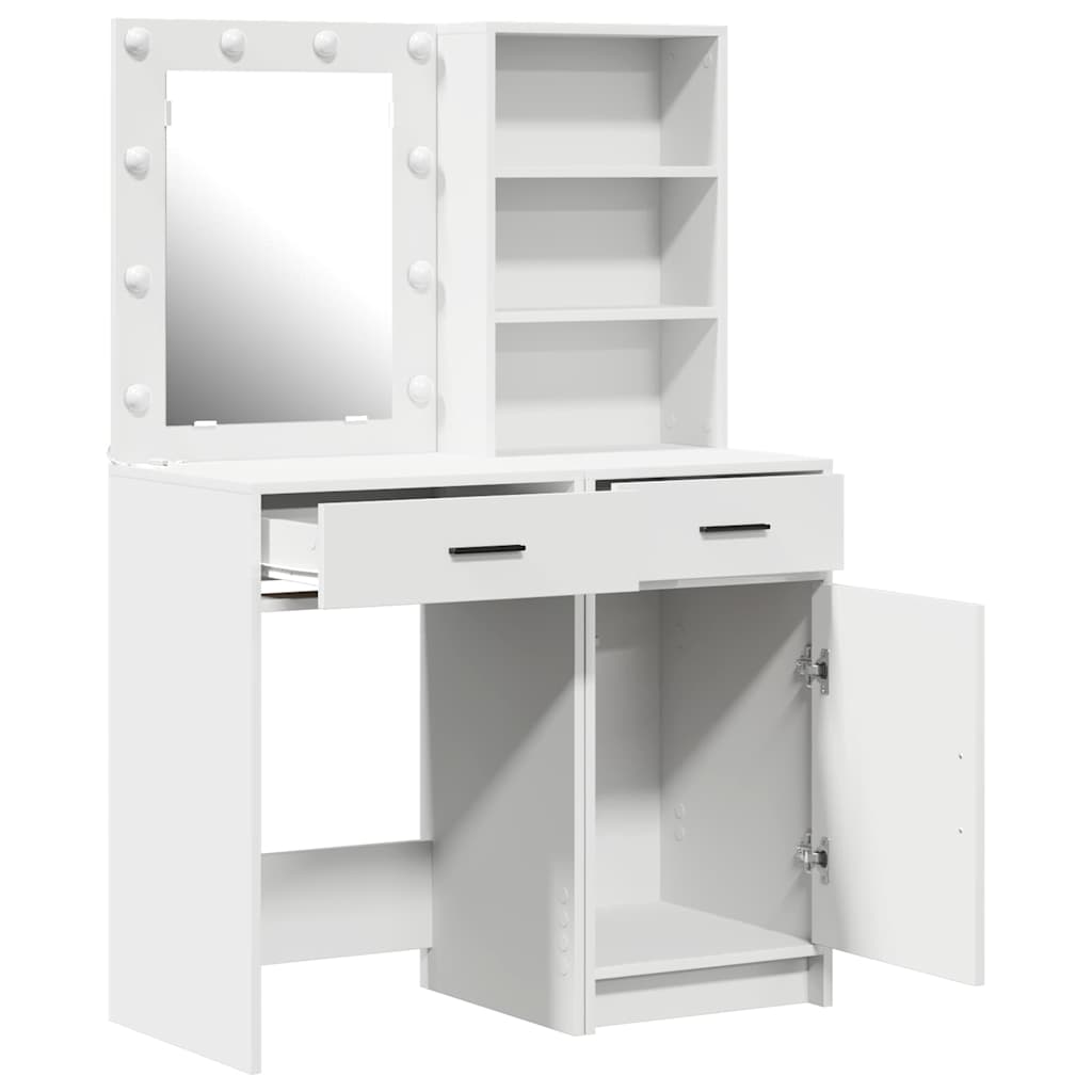 Makeupbord Sæt 2 pcs Hvid 50 x 41 x 135 cm Konstrueret træ