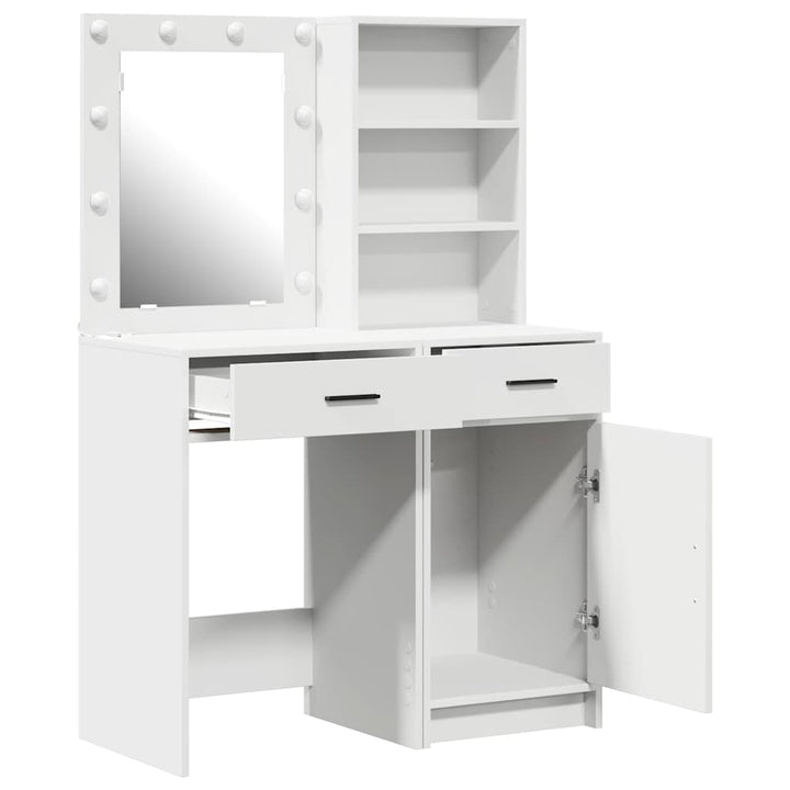 Makeupbord Sæt 2 pcs Hvid 50 x 41 x 135 cm Konstrueret træ