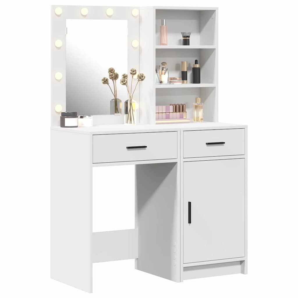Makeupbord Sæt 2 pcs Hvid 50 x 41 x 135 cm Konstrueret træ