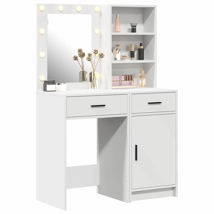 Makeupbord Sæt 2 pcs Hvid 50 x 41 x 135 cm Konstrueret træ