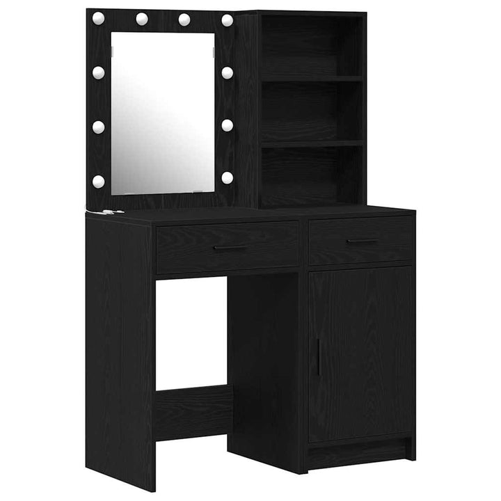 Makeupbord Sæt 2 pcs Sort eg 50 x 41 x 135 cm Konstrueret træ
