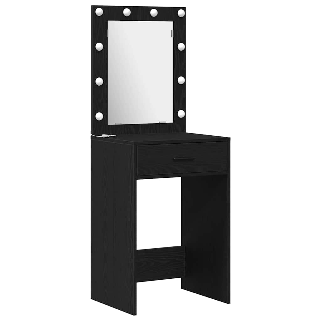 Makeupbord Sæt 2 pcs Sort eg 50 x 41 x 135 cm Konstrueret træ