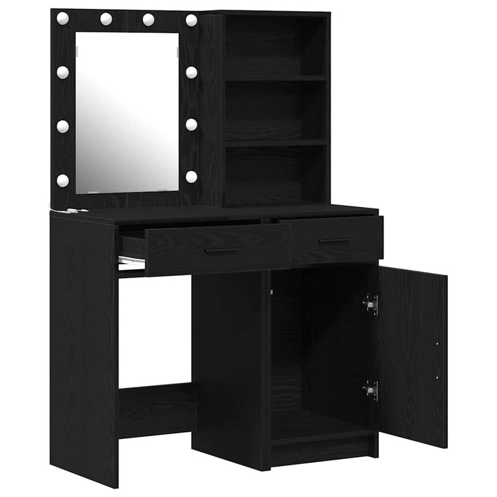 Makeupbord Sæt 2 pcs Sort eg 50 x 41 x 135 cm Konstrueret træ