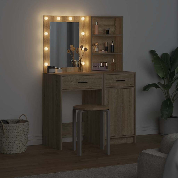Makeupbord Sæt 2 pcs Sonoma eg 50 x 41 x 135 cm Konstrueret træ