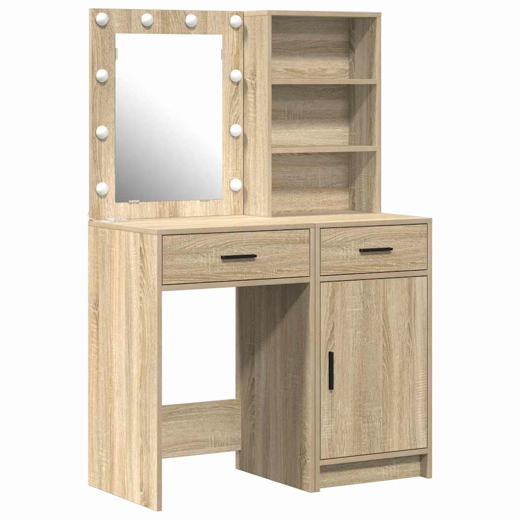 Makeupbord Sæt 2 pcs Sonoma eg 50 x 41 x 135 cm Konstrueret træ