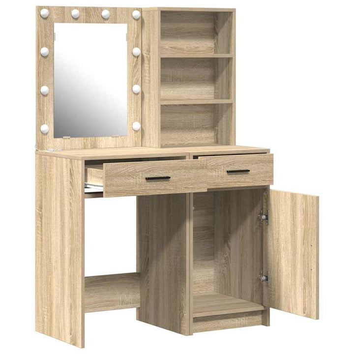 Makeupbord Sæt 2 pcs Sonoma eg 50 x 41 x 135 cm Konstrueret træ