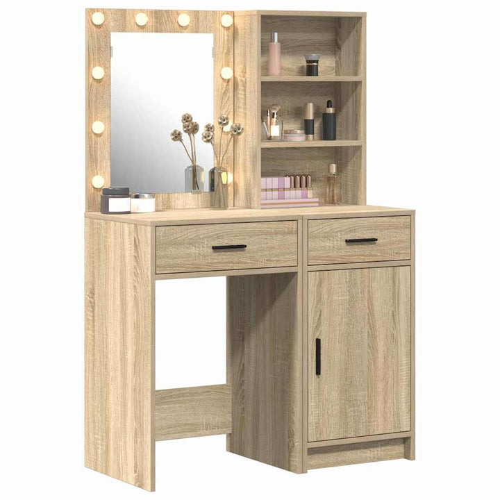 Makeupbord Sæt 2 pcs Sonoma eg 50 x 41 x 135 cm Konstrueret træ