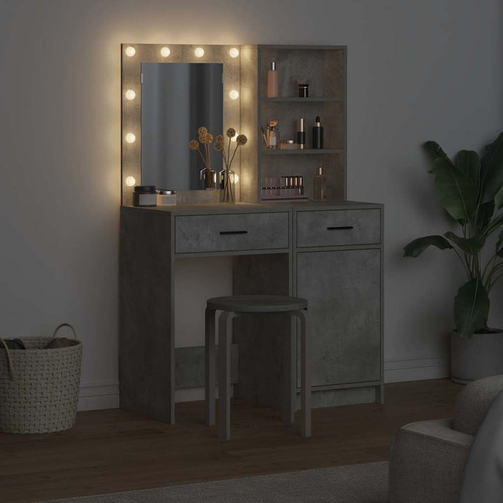 Makeupbord Sæt 2 pcs Beton Grå 50 x 41 x 135 cm Konstrueret træ