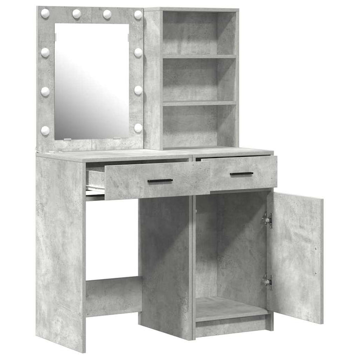 Makeupbord Sæt 2 pcs Beton Grå 50 x 41 x 135 cm Konstrueret træ