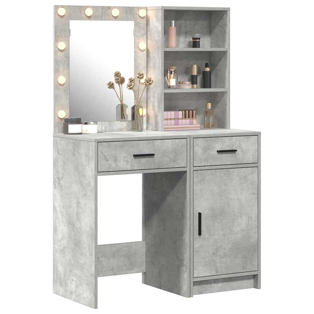 Makeupbord Sæt 2 pcs Beton Grå 50 x 41 x 135 cm Konstrueret træ