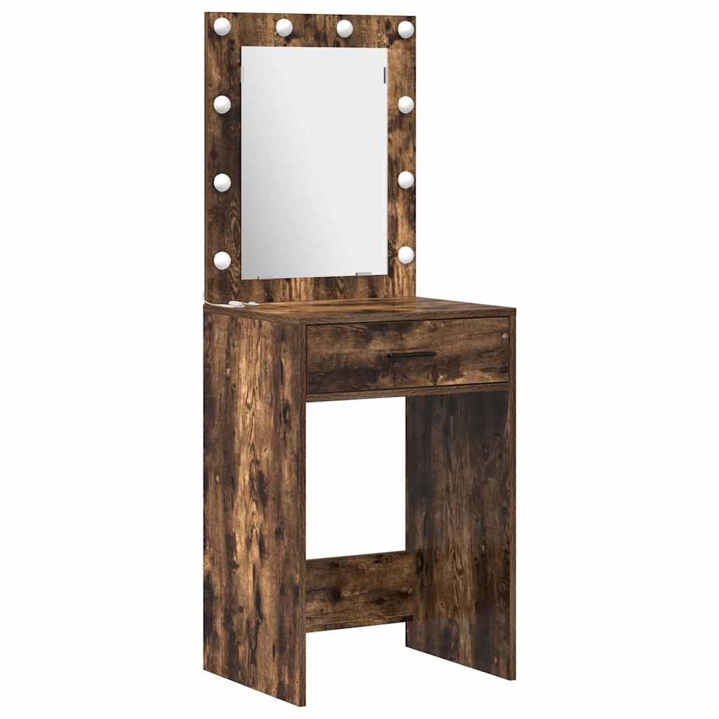 Makeupbord Sæt 2 pcs Røget eg 50 x 41 x 135 cm Konstrueret træ