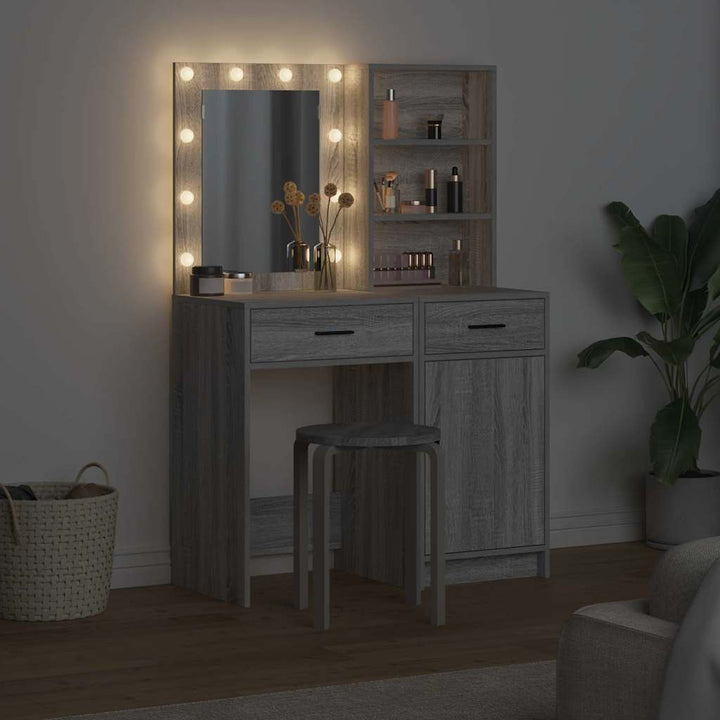 Makeupbord Sæt med skuffe 2 pcs Grå sonoma-eg 50 x 41 x 135 cm