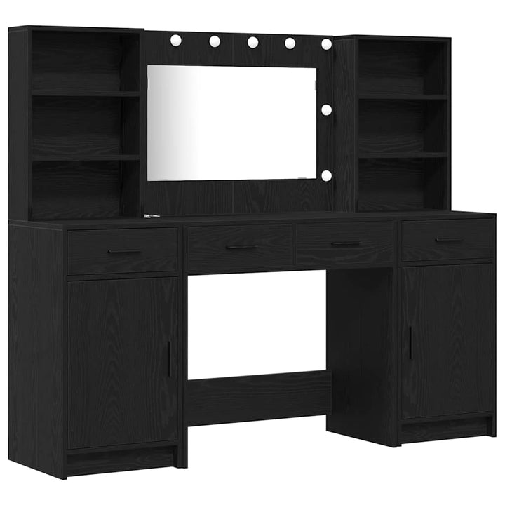Makeupbord Sæt 3 pcs Sort eg 78.5 x 41 x 135 cm Konstrueret træ